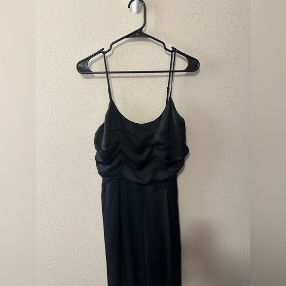 Ramy Brook Black Satin Ezra Jumpsuit size 8 wide leg designer classic piece - Picture 4 of 12